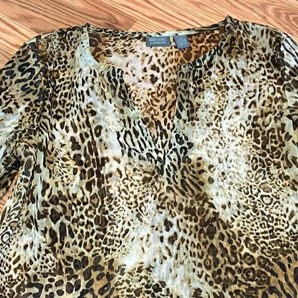 Additions but Chico’s Leopard Shirt, semi sheer top, V-neck, size 3, large - Picture 2 of 8